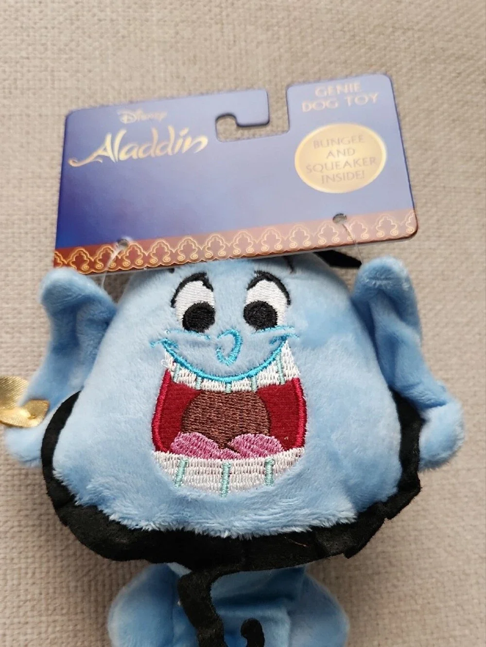 Disney Blue Genie Plush Dog Toy with Gold Accent